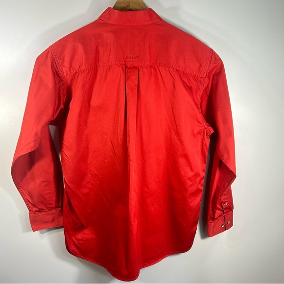 ARIAT Western Workwear Button Down Long Sleeve Shirt Orange; Men’s Size Large - Picture 11 of 16
